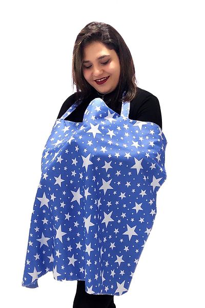 Bundera Adjustable Mother Breastfeeding Cover Washable Baby Nursing Bib Blue Star 85X70