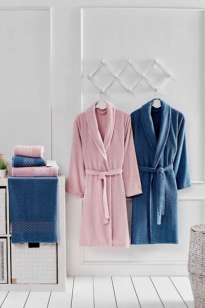 Acacia 8 Piece Boxed Bathrobe Set Indigo - Powder