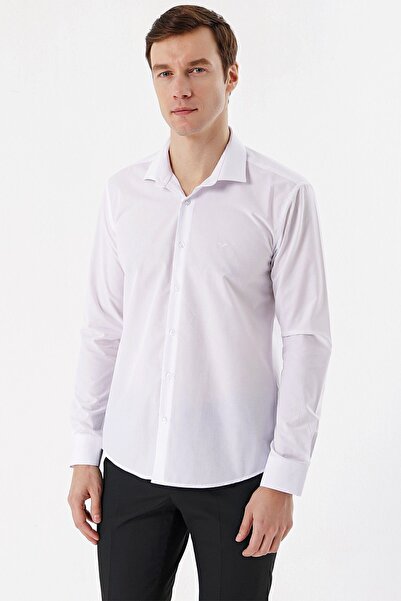 Morven Ανδρικό λευκό πουκάμισο Basic Slim Fit