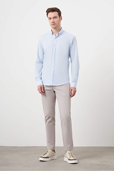 Morven Cămașă pentru bărbați A. BLUE din bumbac în carouri, cu guler cu nasturi