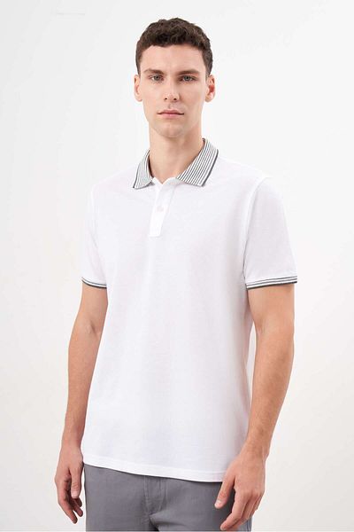 Morven Ανδρικό μπλουζάκι με λευκό Trend Polo Neck Dynamic Fit