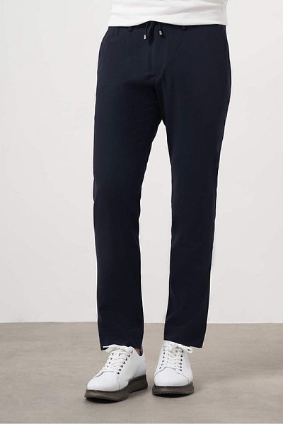 Morven Men's Navy Blue Polyviscon Trend Drawstring Jogger Slim Fit Sports Trousers