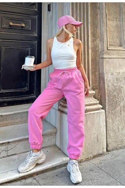 CAST COLLECTİON Γυναικείο ροζ oversized αθλητικό παντελόνι