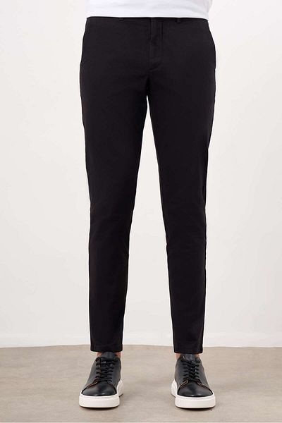 Morven Men's Black Seasonal Cotton Side Pocket Slim Fit Chino Pants