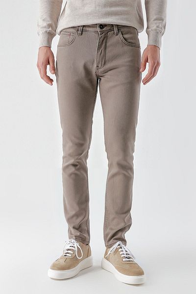 Morven Men's LIGHT BROWN Seasonal Cotton 5 Pocket Slim Fit Jean Pants