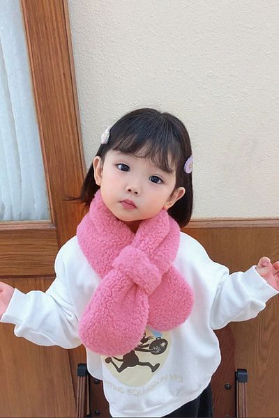 Bundera Woof Pink Children's Scarf Plush Scarf Windproof Fleece Neck Collar Shawl