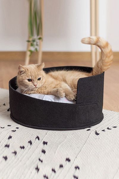 Bundera Mia Cat Bed Pet Cat Cushion Cat Nest House Hut Black