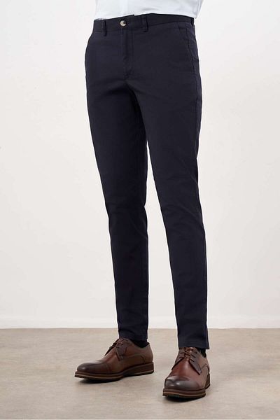 Morven Men's Navy Blue Seasonal Cotton Side Pocket Slim Fit Chino Pants