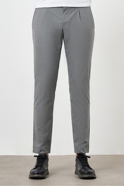 Morven Ανδρικό καπνιστό παντελόνι Polyviscon Trend Pleated Slim Fit Sports