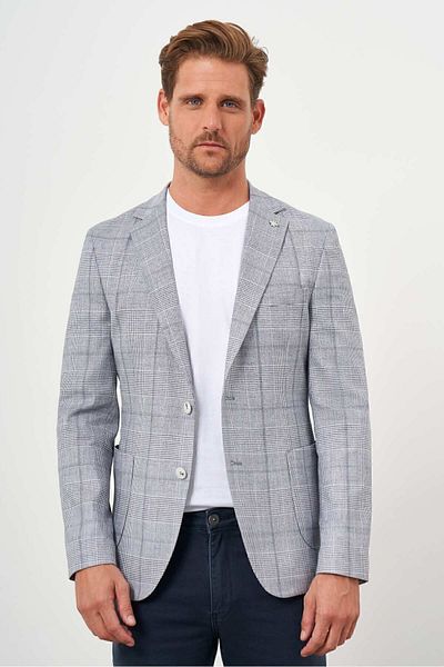 Morven Men's Navy Blue Woven Slim Fit Bag Pocket Mono Collar Sports Jacket