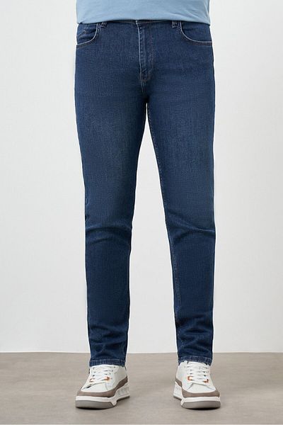 Morven Pantaloni blugi pentru bărbați, denim albastru, cu 5 buzunare, cu potrivire dinamică
