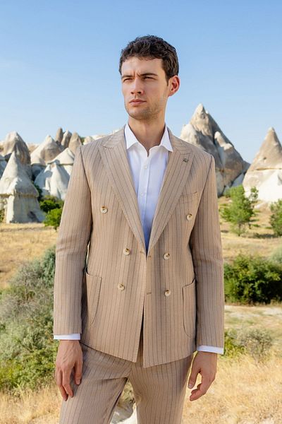 Morven Ανδρικό Ανοιχτό Καφέ Αθλητικό Μπουφάν - Slim Fit, Τσάντα Τσέπη, Κορυφαίος Γιακάς