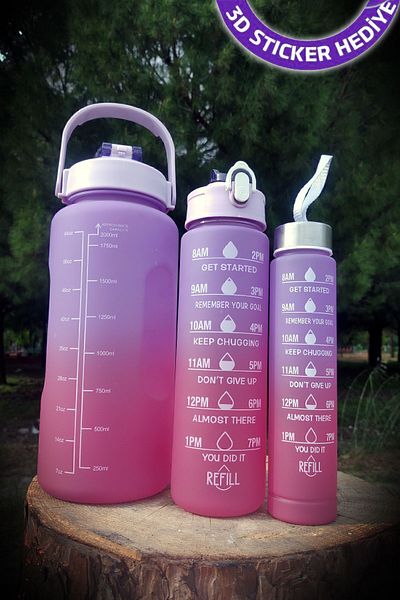 Bundera Motivational Set of 3 Water Bottle Water Bottle Water Bottle 2 Liter + 900ML+500ML Bpa Free Water Bottle