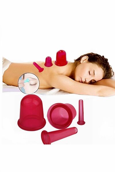 Bundeba Alternatif Tıp 5 Parça Vakum Kupa Seti Silikon Yüz Masaj Hacamat Kupa...