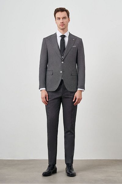 Morven Costum Slim Fit pentru bărbați, combinat de in negru