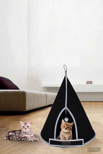 Bundera Cat Tower Black Cat Nest House Dog Bed Kennel Cushion Pet Pet Tent Nest