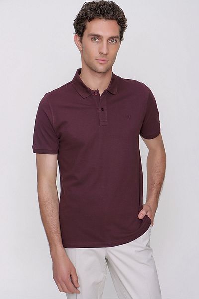 Morven Men's Plum Basic Polo Neck Dynamic Fit T-Shirt