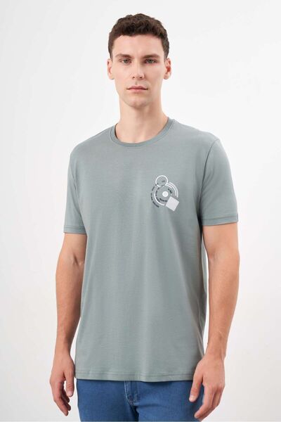 Morven Ανδρικό μπλουζάκι με μονό τζέρσεϊ με στάμπα με λαιμόκοψη Dynamic Fit