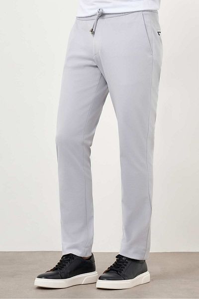 Morven Men's Gray Polyviscon Trend Drawstring Jogger Slim Fit Sports Trousers