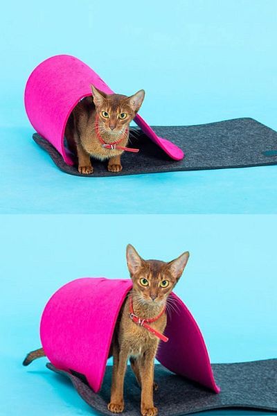 Bundera Ovis Pink-gray Cat Tunnel Pet Toy Kitten Adult Cat Nest Play House Tunnel