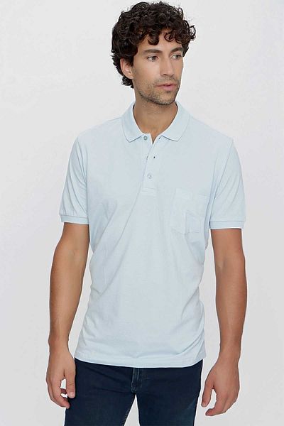 Morven Tricou pentru bărbați A. Blue Basic Solid 100% bumbac supradimensionat cu mânecă scurtă și gât polo