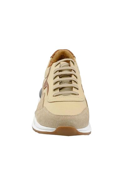 Morven Men's Beige Orange Leather Beige Suede Moldova Sole Sports Shoes