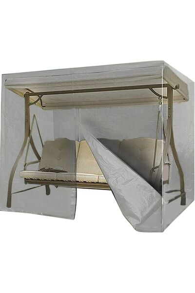 Bundeba Casing Gri Bahçe Salıncak Koruma Örtüsü Üç Kişilik Tenteli Yağmur Toz Önleyici Hamak Kılıfı Branda