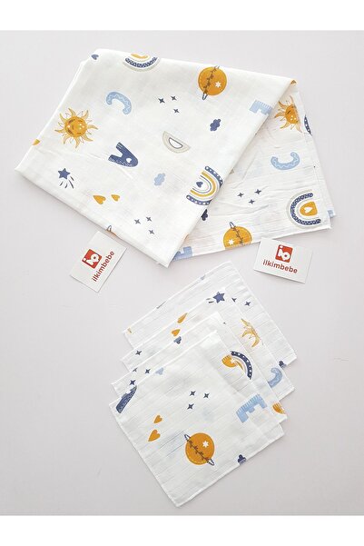 ib ilkimbebe Muslin Blanket Rainbow Wipes Set