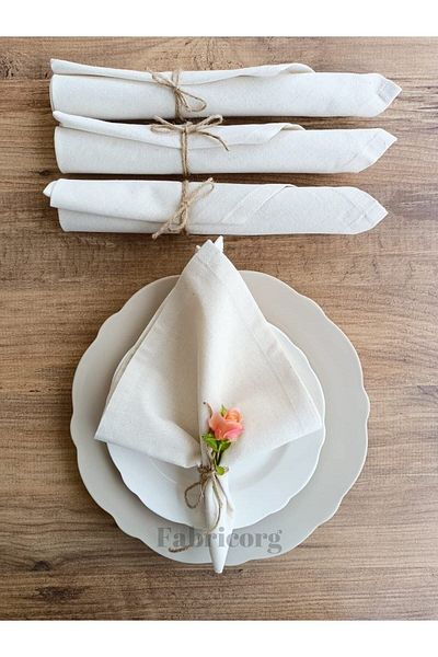 fabricorg Raw Cloth Decorative Serving / Presentation Napkin Suitable for Punch Embroidery 4 Pieces (40x40cm)