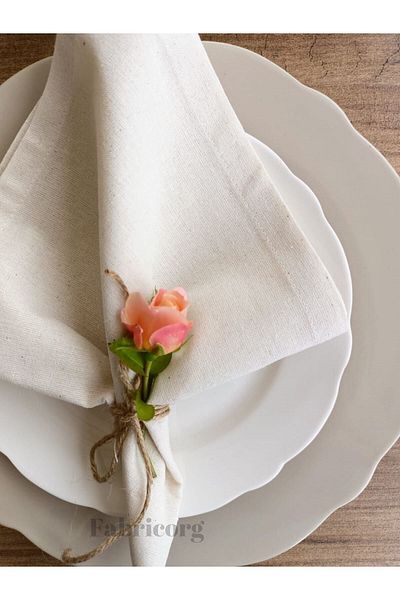 fabricorg Raw Cloth Decorative Serving / Presentation Napkin Suitable for Punch Embroidery 4 Pieces (40x40cm)
