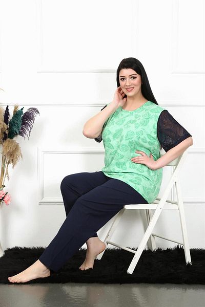 Akbeniz Plus Size Women's Pajamas Set - Short Sleeve, 5XL-8XL, 75004