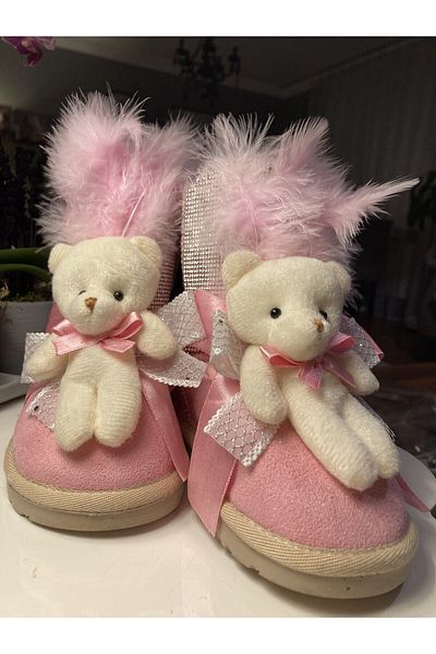 Portakal Bebek Narrow Molded Boots with Teddy Bear and Stones - Choice 1-2 Large