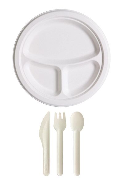 Roll-Up Eco-Friendly Eco-Carton Food Set for 10 People with 3 Compartments