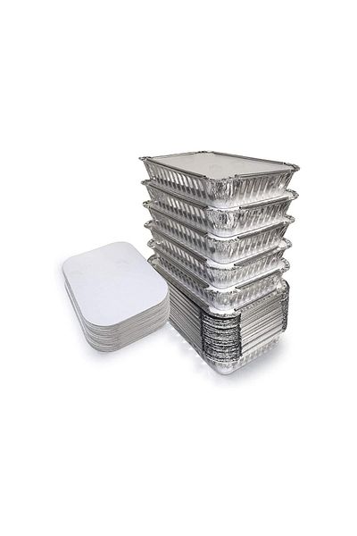 Roll-Up 250gr Rectangular Aluminum Container and Lid Set 100 Pieces
