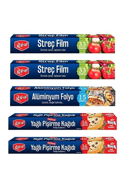 Roll-Up Stretch Film + Aluminum Foil Baking Paper 5 Pieces