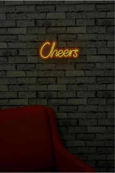 METADESİNG - Cheers - Neon Yazı Led Işık Dekoratif Duvar Aydınlatması Sihirli...