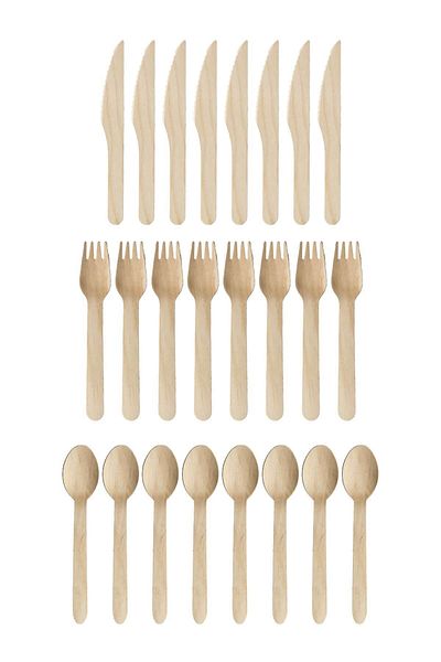 Roll-Up 150N Piece Eco-Friendly Wooden Cutlery Set 3X50 Pack
