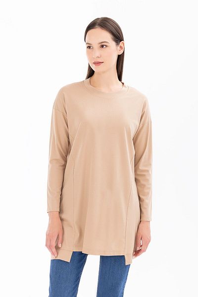 SEÇİL Mink Colored Seçil Women's Knitted Tunic - Basic Model 1015