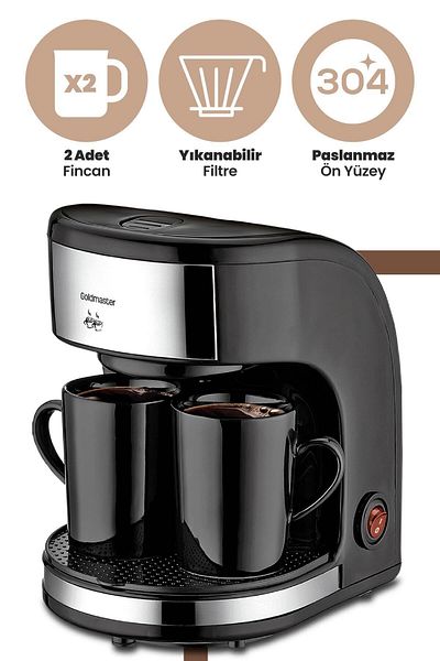 GOLDMASTER Zinde Washable and Cleanable Filtered Double Cup Filter Coffee Machine