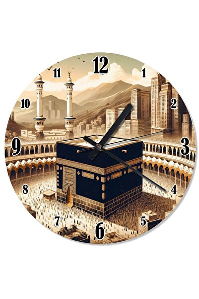 Tablo Mega Kabe Ve İbdet Eden İnsanlar Duvar Saati Duvar Saati