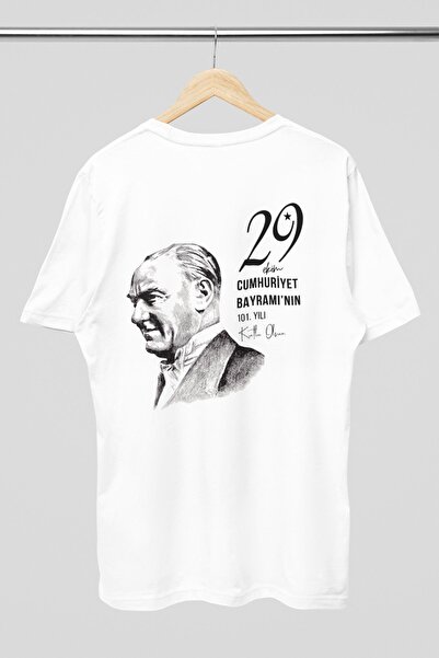 MYADA Tricou pentru copii cu imprimeu Ataturk Shadow - 29 octombrie 22560