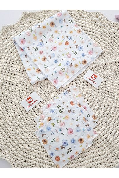 ilkimbebe Muslin Blanket - Floral Wipes Set