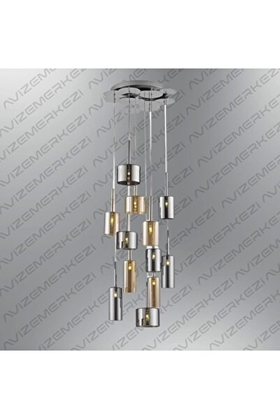 LADCO AYDINLATMA A-472-12S On İkili Füme Yuvarlak Avize