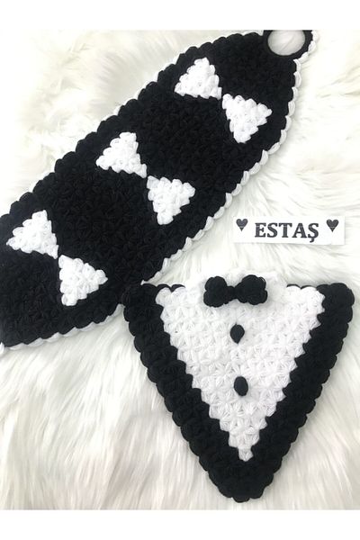 ESTAŞ Hand Knitted 2-Piece Groom Bath Loofah Dowry Bowl