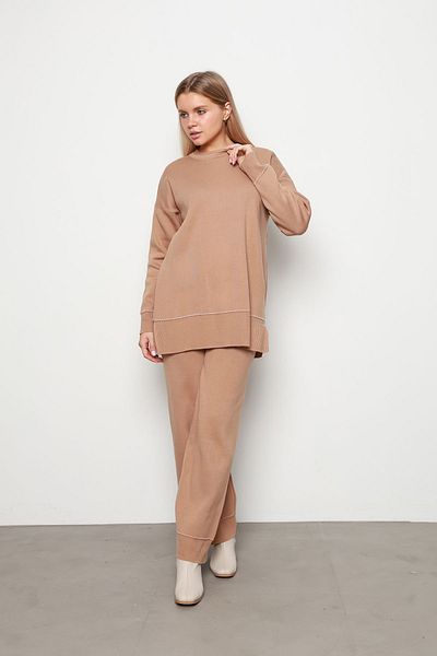 İKLİM LİFE Mink Double Knitwear Set - Collar and Skirt Detail