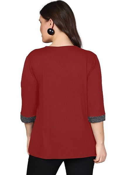 Curvy Trend Bluză cu sclipici de mărime mare - mânecă cu guler