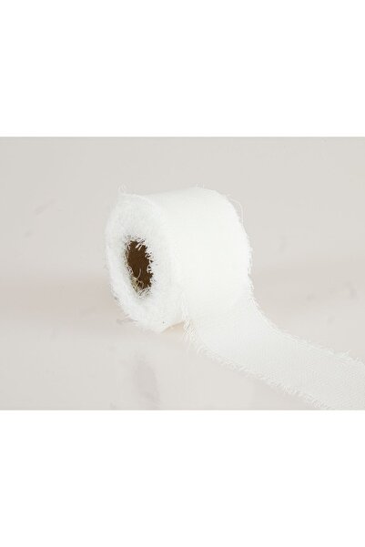 AKEL TEKSTİL 4 Cm Kırık Beyaz Yıpranmış Kenarlı Şifon Kurdele