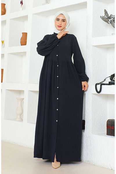 sefamerve Navy Blue Judge Collar Wrap Ferace 1022-06