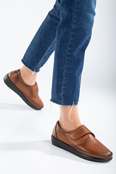 The Dortex Shoes حذاء نسائي يومي من الجلد الطبيعي بكعب جل وشريط فيلكرو لتقويم...