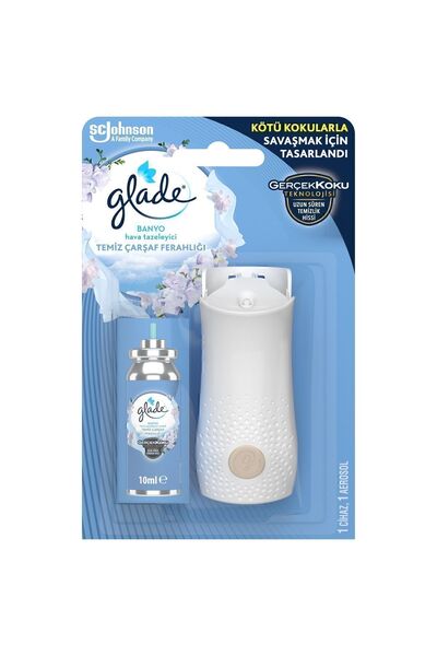 Glade Banyo Hava Tazeleyici Cihaz Ve Yedek Temiz Çarşaf Ferahlığı, 10 ml